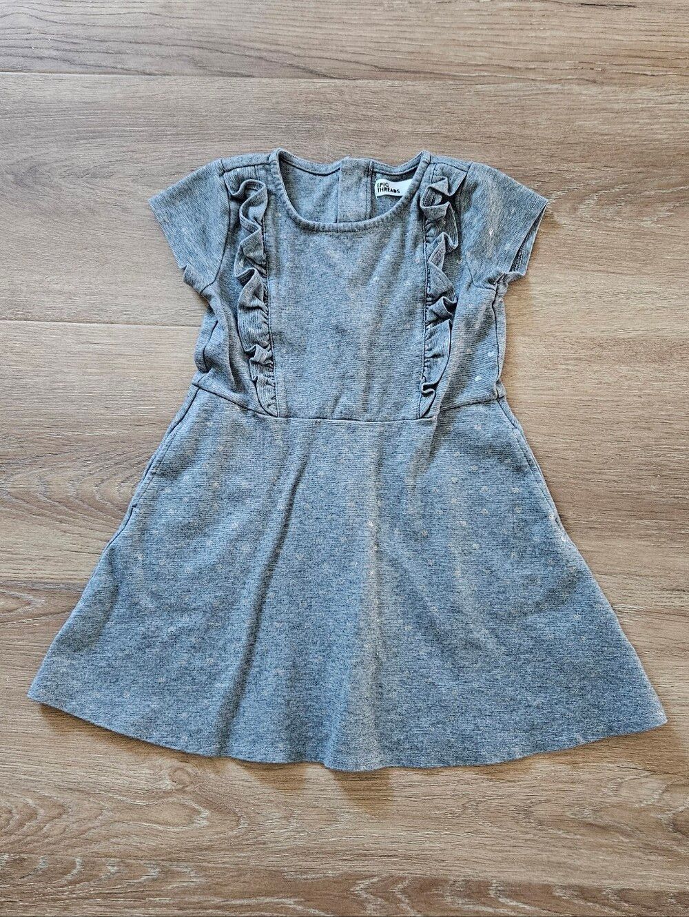 Epic Threads Heather Gray Ruffle-Front Knit Dress Size 6